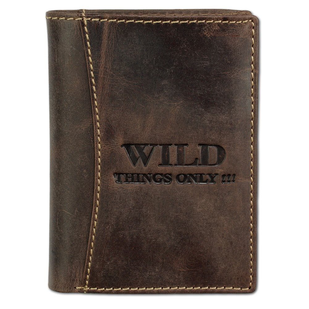 Wild Things Only !!! Geldbörse Wild Things Only Unisex Brieftasche (Portemonnaie, Portemonnaie), Herren, Damen Portemonnaie Echtleder Größe ca. 9,5cm, braun – Bild 2 von 5