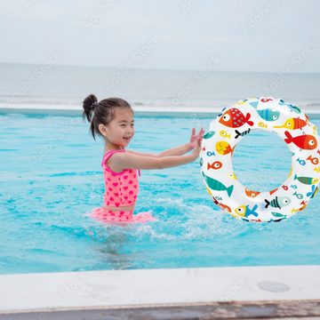 Intex Schwimmreifen Schwimmring gemustert 61 cm (Wasserspielzeug, für Kinder von 6-10 Jahren, 1 Stück), aufblasbarer Schwimmring für Pool oder Strand,Badespaß