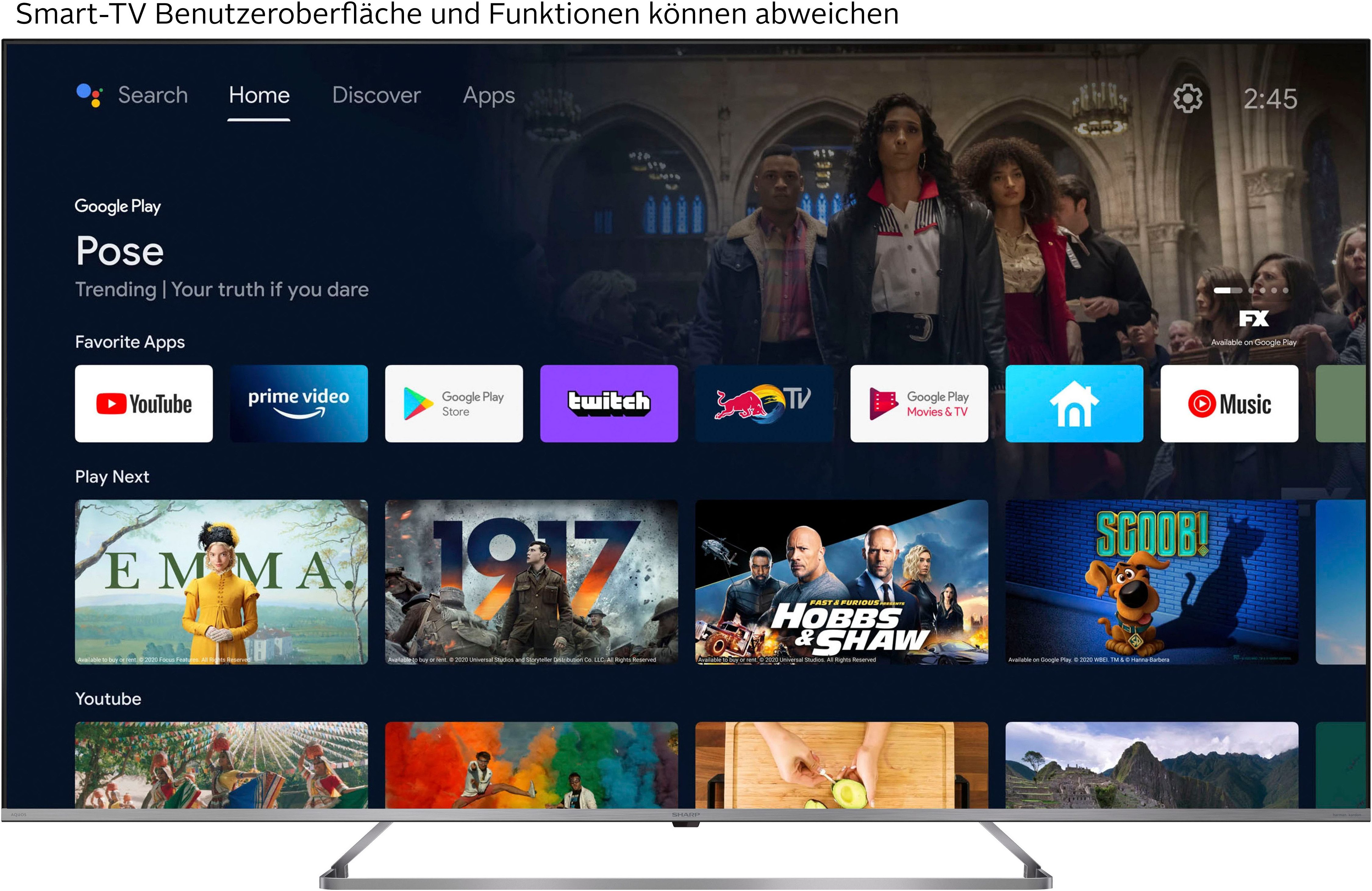 Sharp 4T-C65JPx QLED Mini LED-Fernseher (164 cm/65 Zoll, 4K Ultra HD, Google TV)