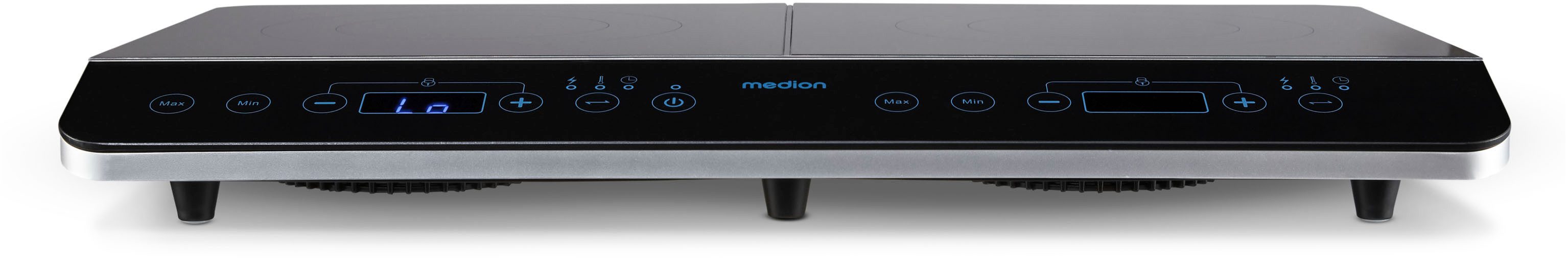 Medion® Doppel-Induktionskochplatte MD 15324, 3500 W Induktionsleistung, automatische Topferkennung, Timer, Temperaturbereich 60 - 240°, Sensor-Touch-Display