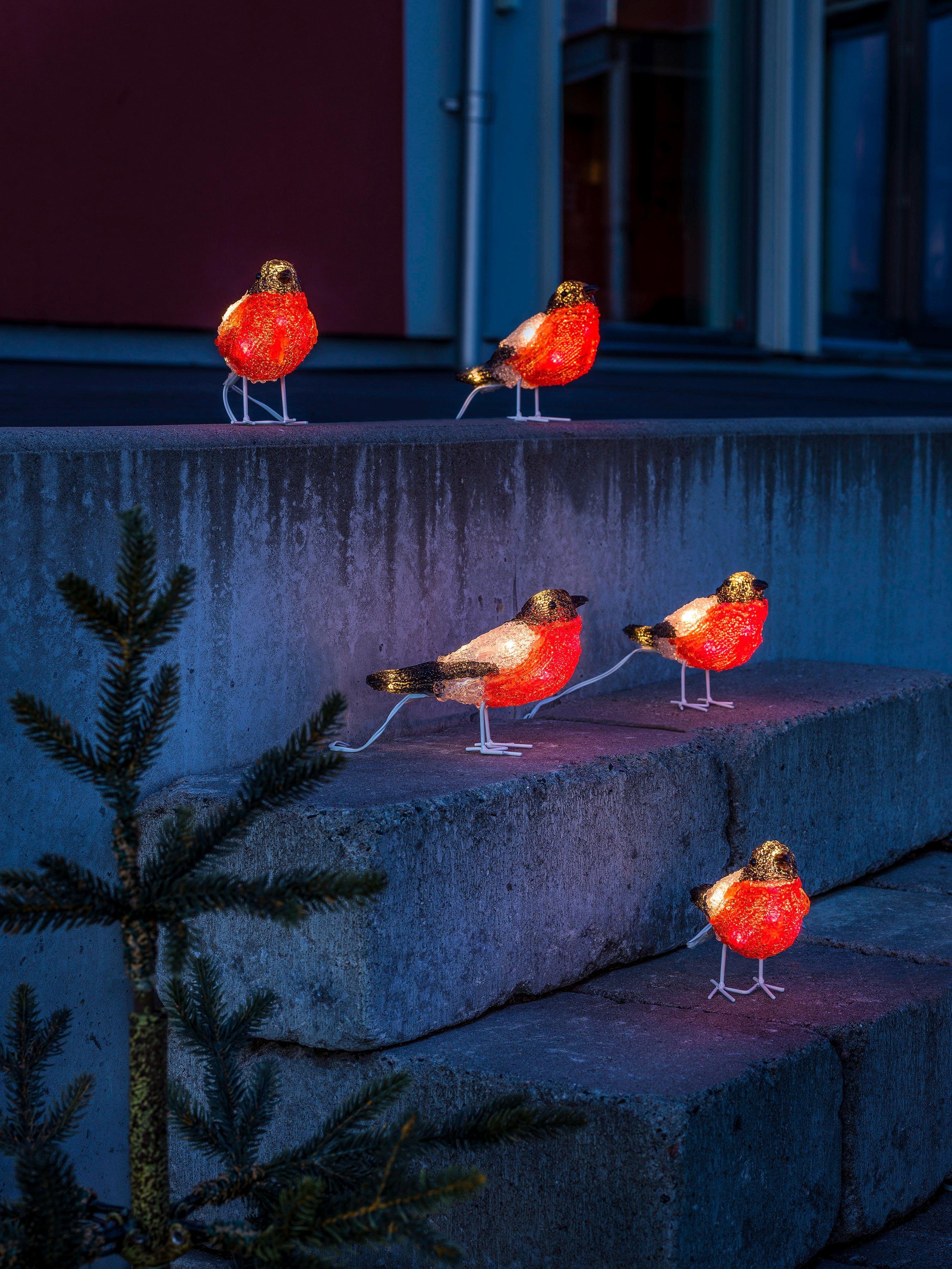 aussen rot KONSTSMIDE LED-Lichterkette Weihnachtsdeko Rotkehlchen,