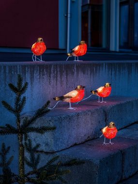 KONSTSMIDE LED-Lichterkette Rotkehlchen, Weihnachtsdeko rot aussen