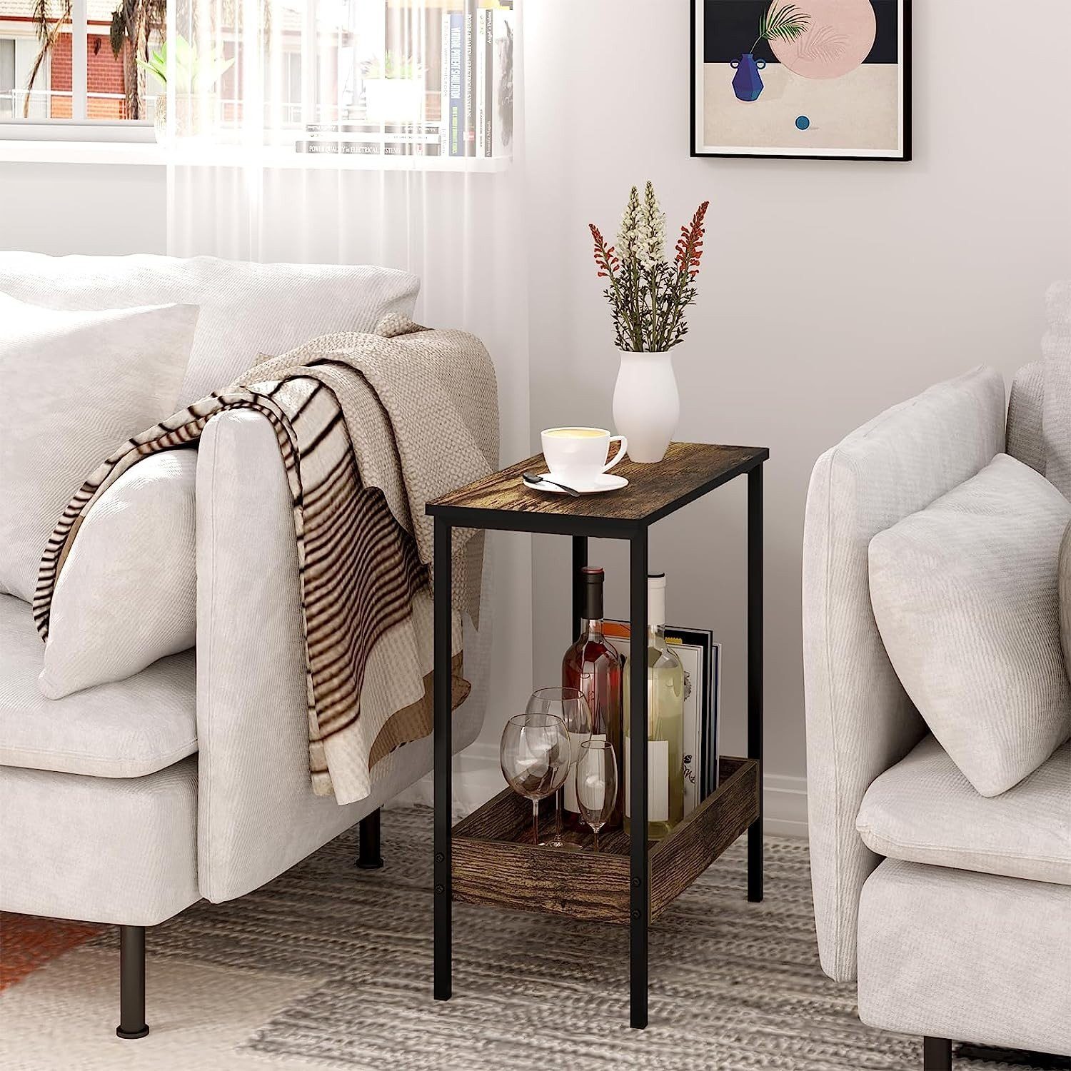 Woltu Beistelltisch (1-St), mit 2 Ablagen, Couchtisch mit Stauraum 50x55x25 günstig online kaufen