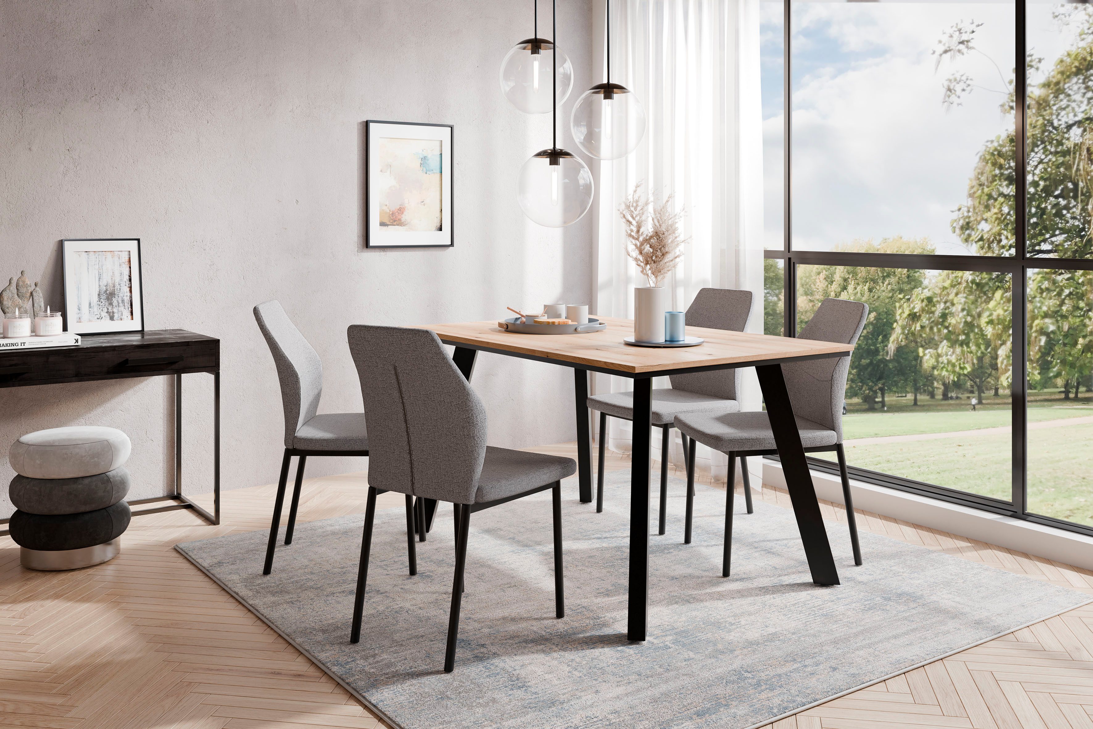 OTTO home Essgruppe Genf Tischgruppe, Esstisch plus 4 Stühle, (Set, 5-tlg., günstig online kaufen