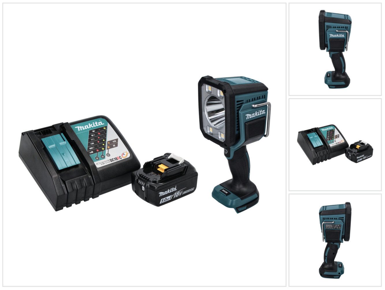 Makita Baustrahler DML 812 RT1 Akku LED Handstrahler Taschen Lampe 18 V 1250 lm + 1x