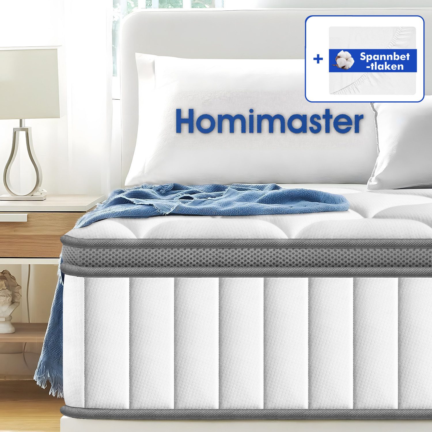 Taschenfederkernmatratze Matratze mit Spannbettlaken, orthopädische 7-Zonen günstig online kaufen
