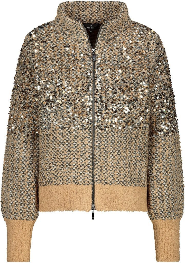 Monari Fleecejacke 809562 Glitzernde Pailletten in Tweed-Struktur günstig online kaufen