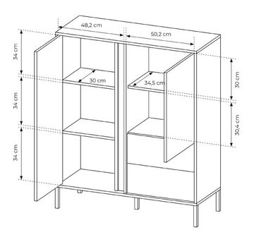 Furnix Wohnwand 3-tlg. Mediawand DASTI 2 Highboard, TV-Schrank, Kommode Beige, Komplett-Set, B359,7 x H123,4 x T39,5 cm