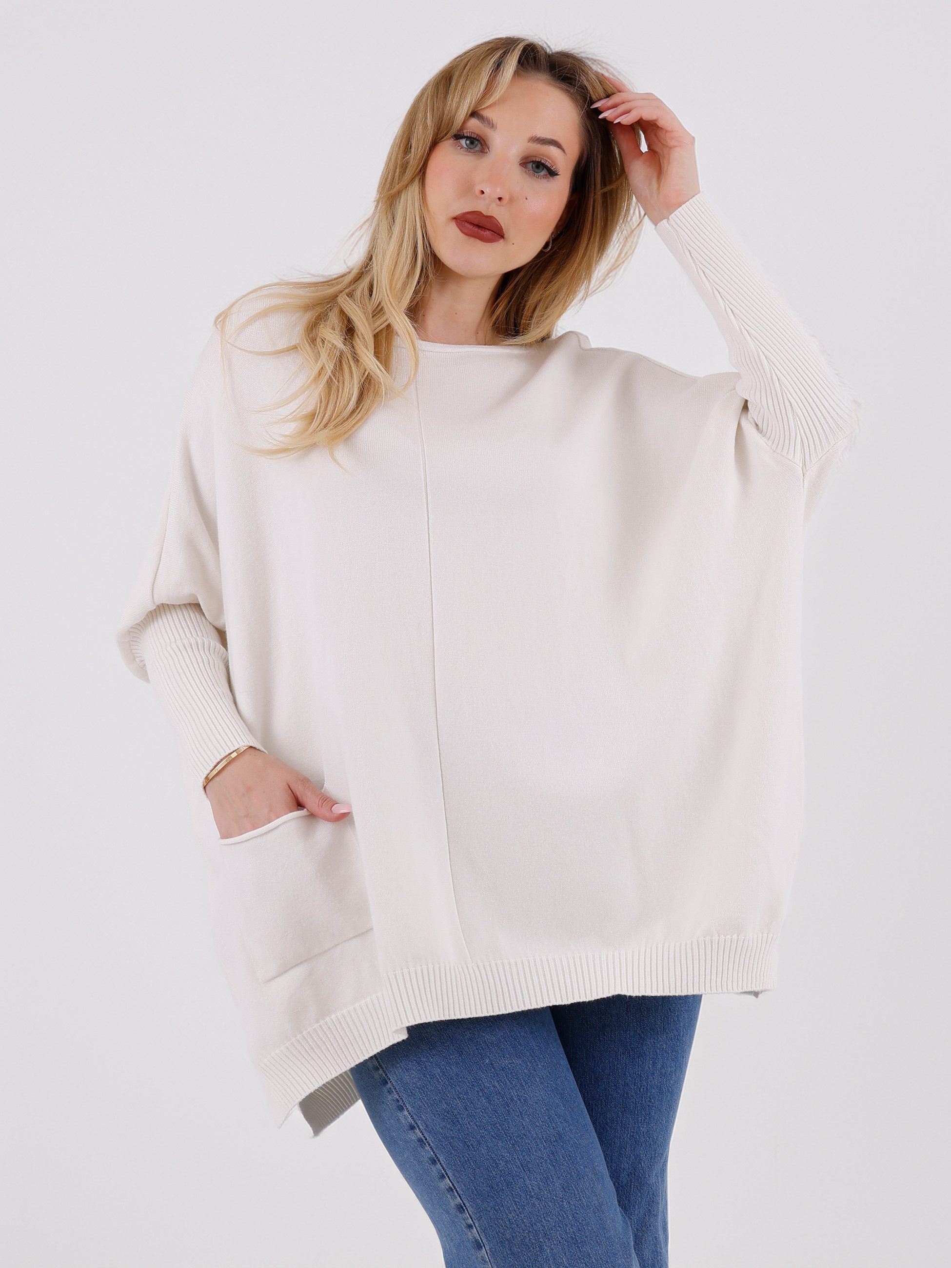 YC Fashion & Style Longpullover Oversized Strickpullover mit Taschen – One günstig online kaufen