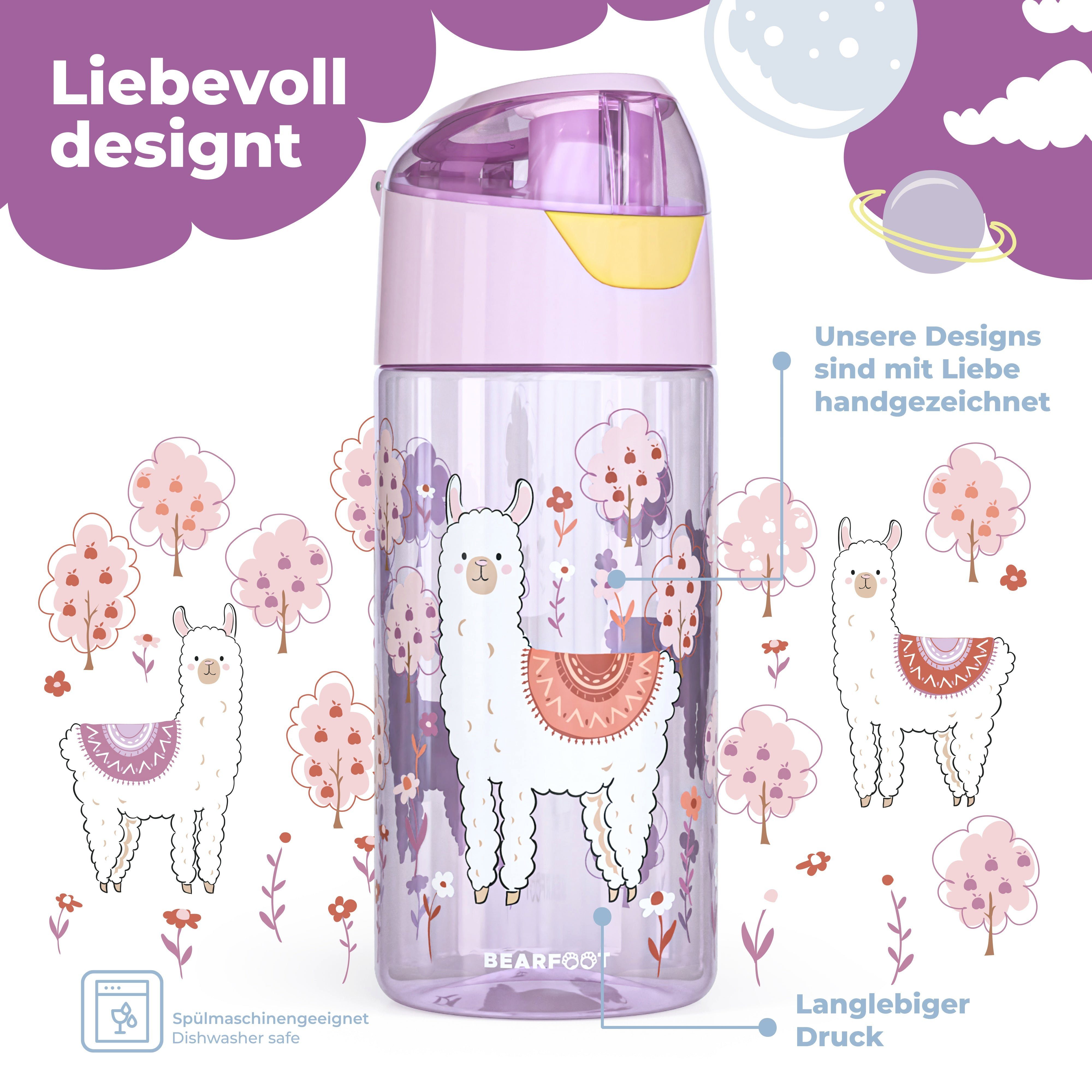 Kinder, Wasserflasche - Lama leichte BEARFOOT Trinkflasche Lama-lila Trinkflasche