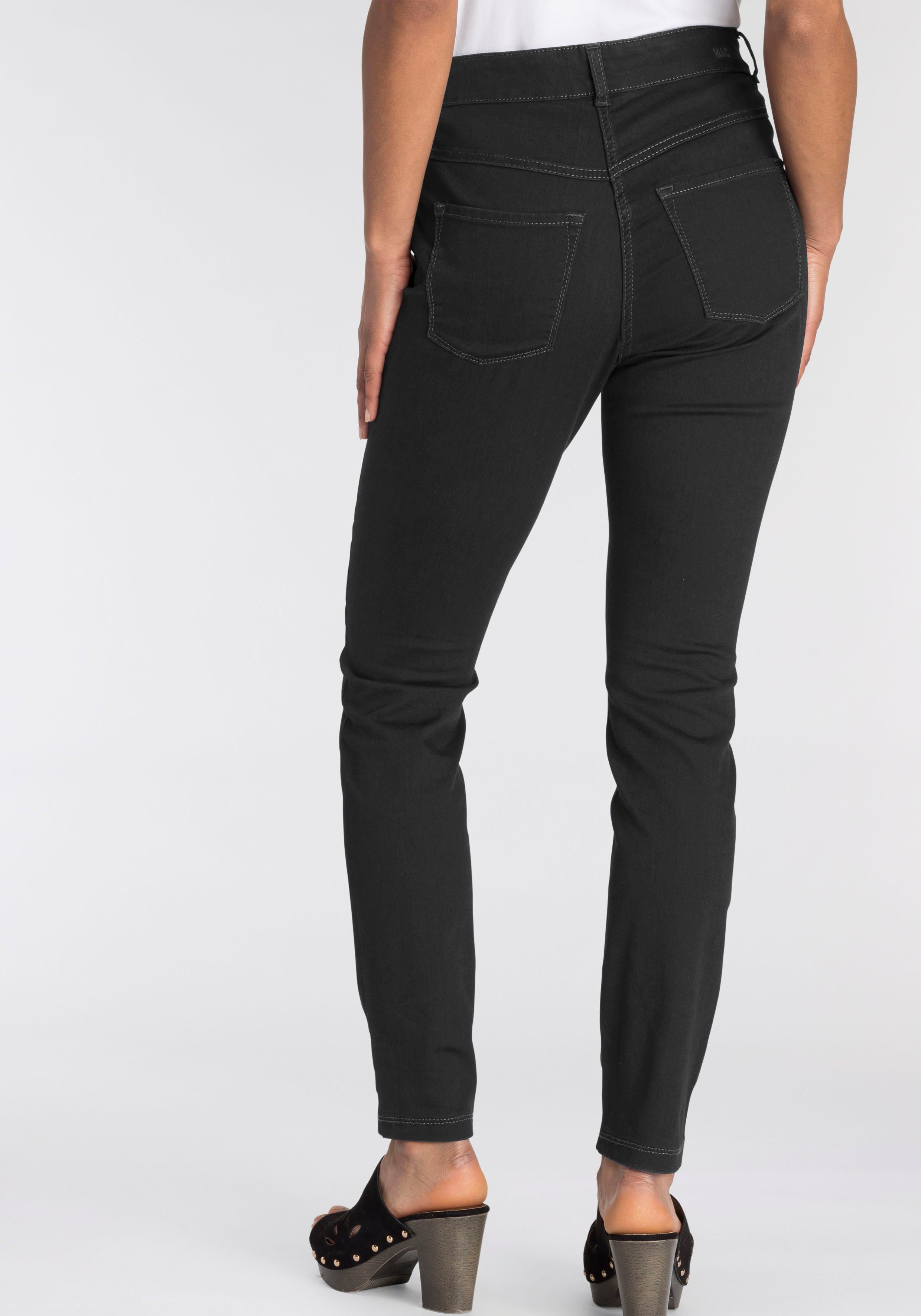 Tag Hiperstretch-Skinny bequem black-black ganzen MAC Power-Stretch sitzt Skinny-fit-Jeans Qualität den