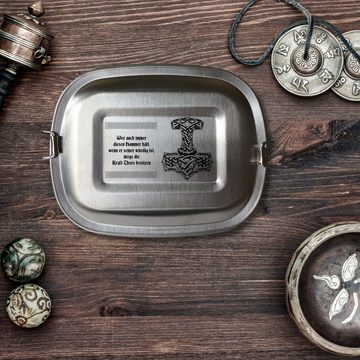 Lasernauten Lunchbox Lunchbox Edelstahl mit Gravur Thors Hammer Odin Walhalla versch Motive, Kleine Dose (ca. 700ml)