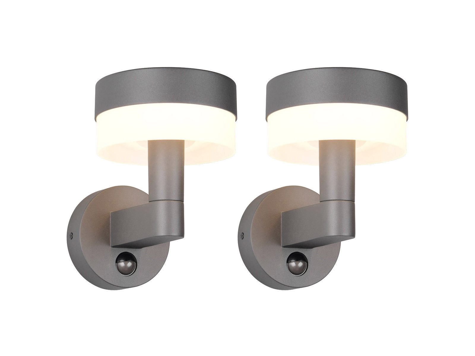 TRIO Leuchten LED Außen-Wandleuchte, mit Bewegungsmelder, LED fest integriert, warmweiß, 2er Set Hausbeleuchtung Außenlicht Aluminium Anthrazit, Höhe 22cm