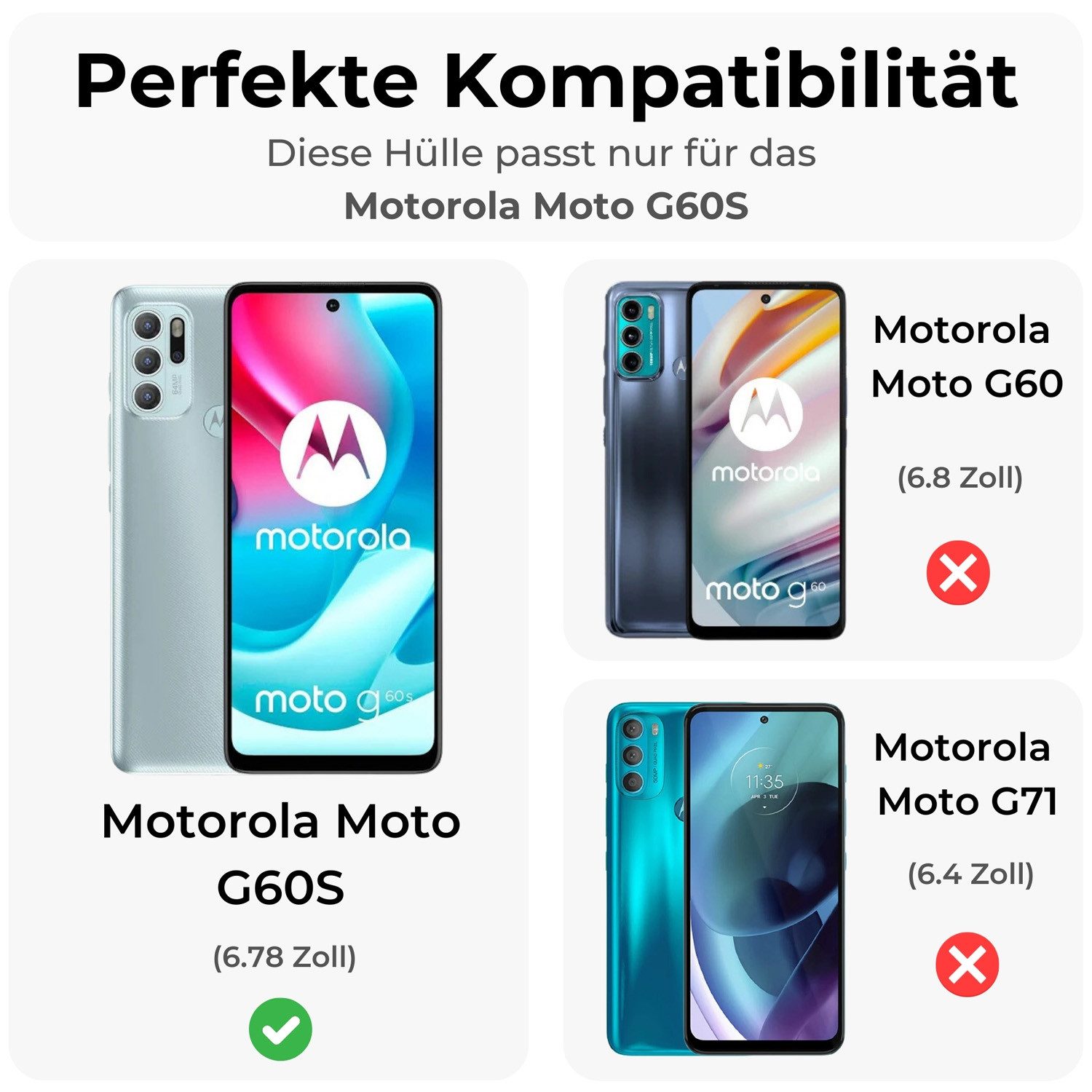 betterfon Handykette für Motorola Moto G60S Handyhülle mit Band & Kordel Bumper Schwarz, Hände frei – mit Silikonhülle & Schnur für flexiblen Alltag