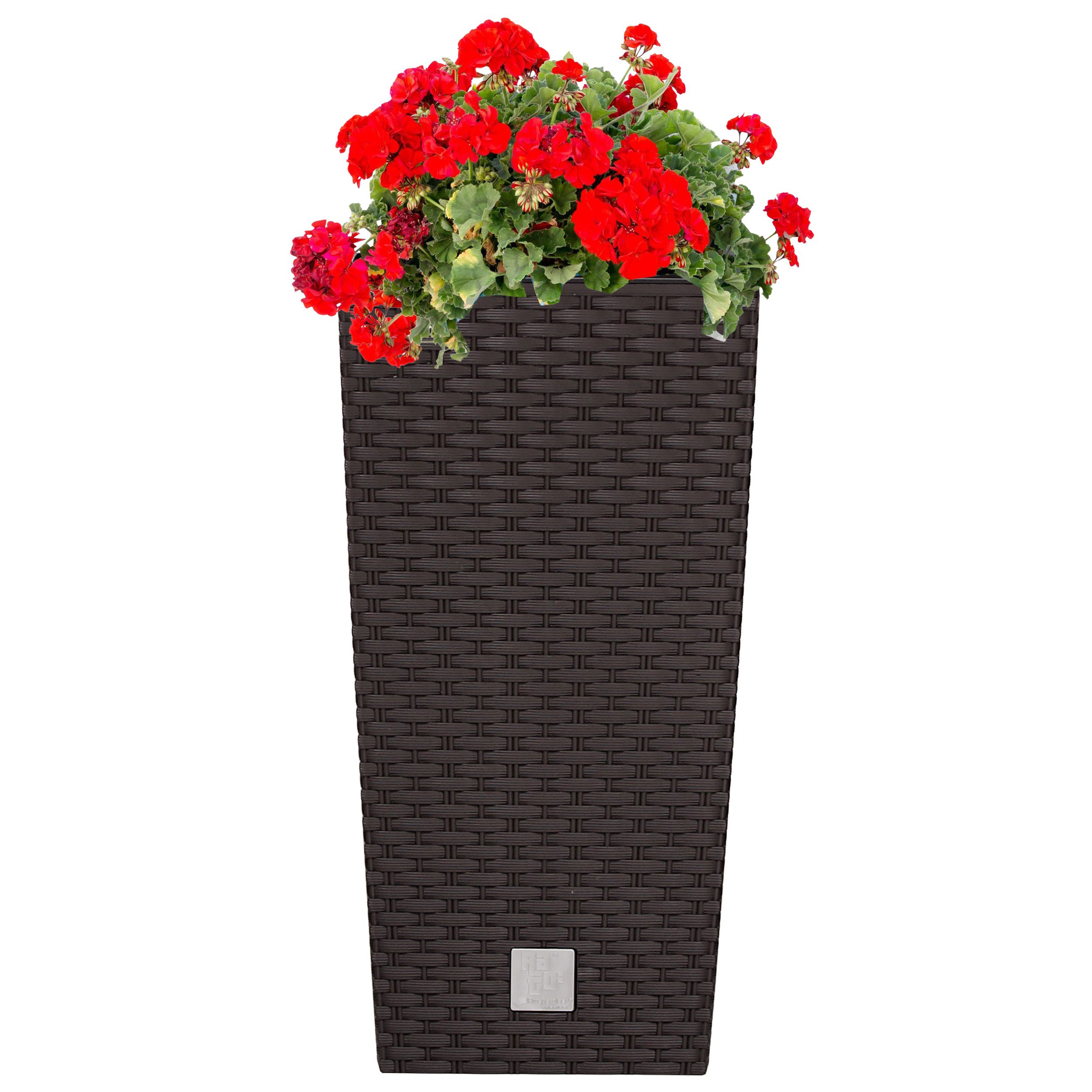 Thumbnail - Annastore Pflanzkübel Pflanztopf aus Kunststoff - Pflanzsäule - Blumentopf - Blumenübertopf, Wetterfest im Rattan-Look, ...