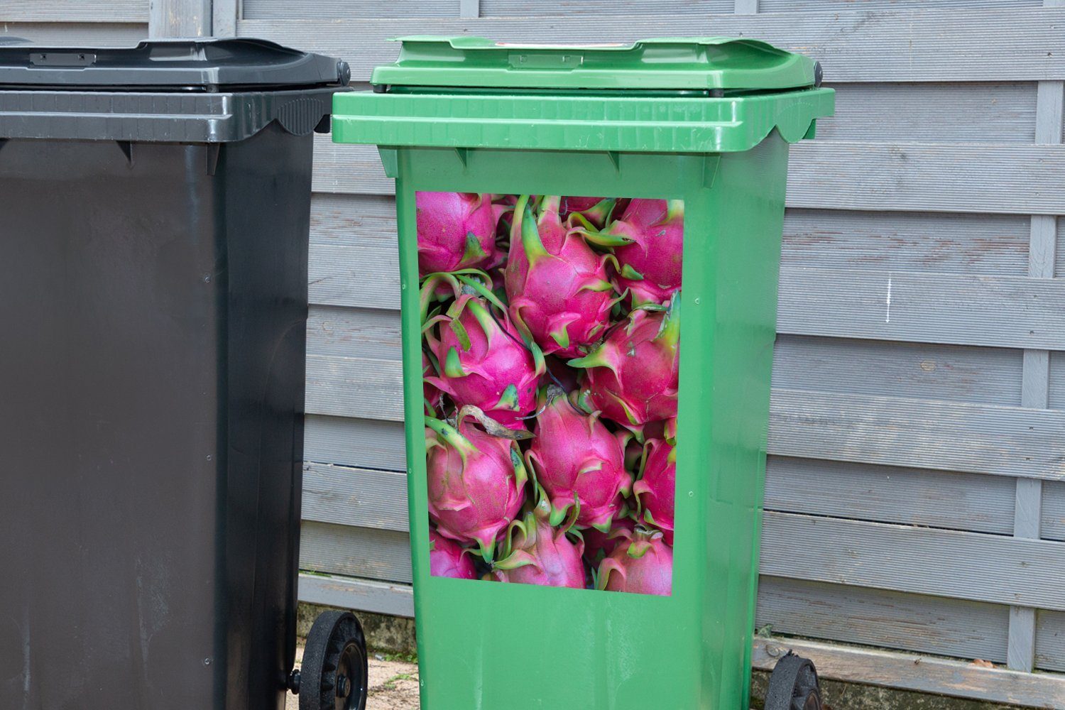 Wandsticker - - Abfalbehälter Obst Drachenfrucht Mülltonne, Container, Rosa (1 Sticker, Mülleimer-aufkleber, MuchoWow St),