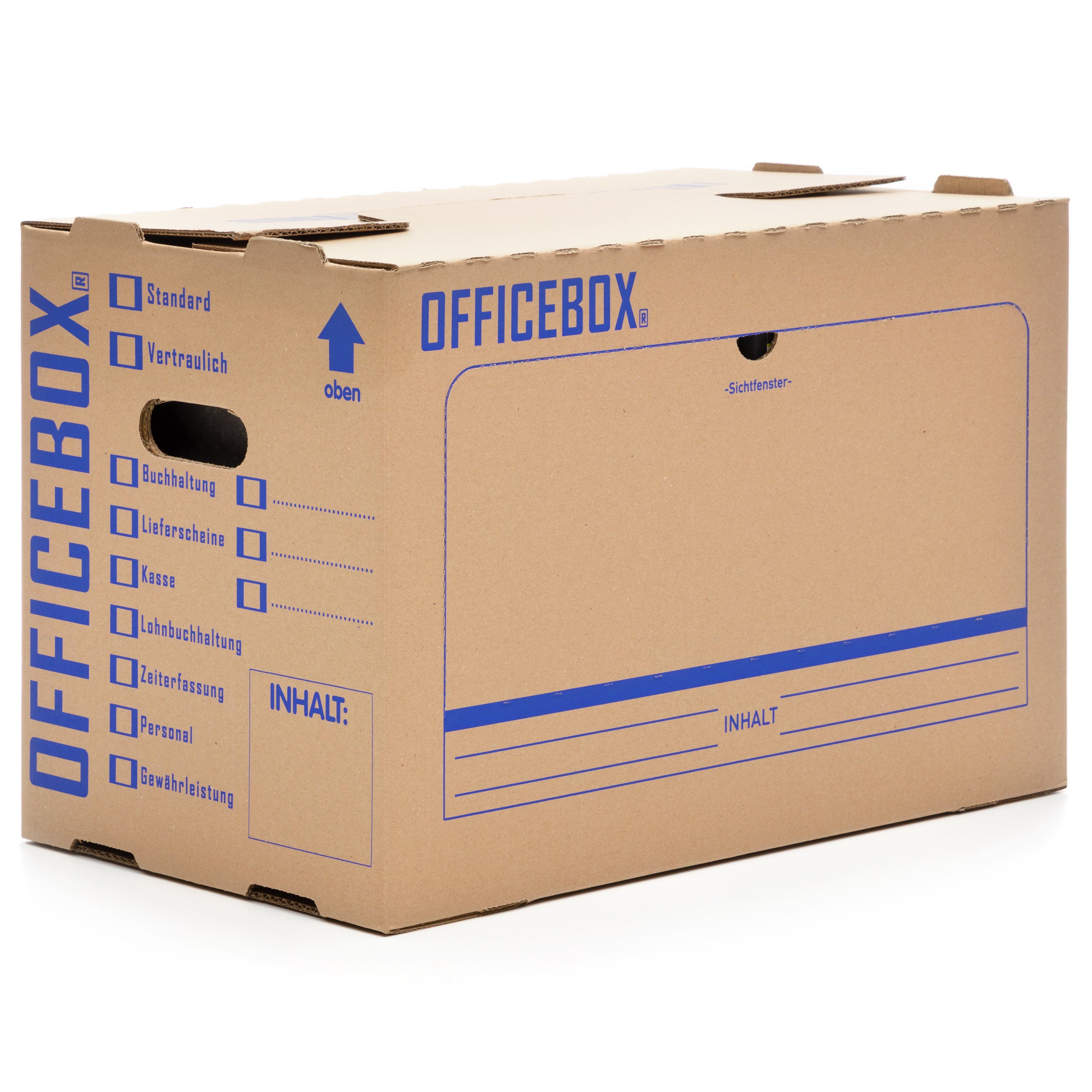 KK Verpackungen Aufbewahrungsbox (Spar-Set, 20 St., 20er-Set), Officebox - Umzugskarton Archivkarton Ordnerkarton Aktenkarton Braun
