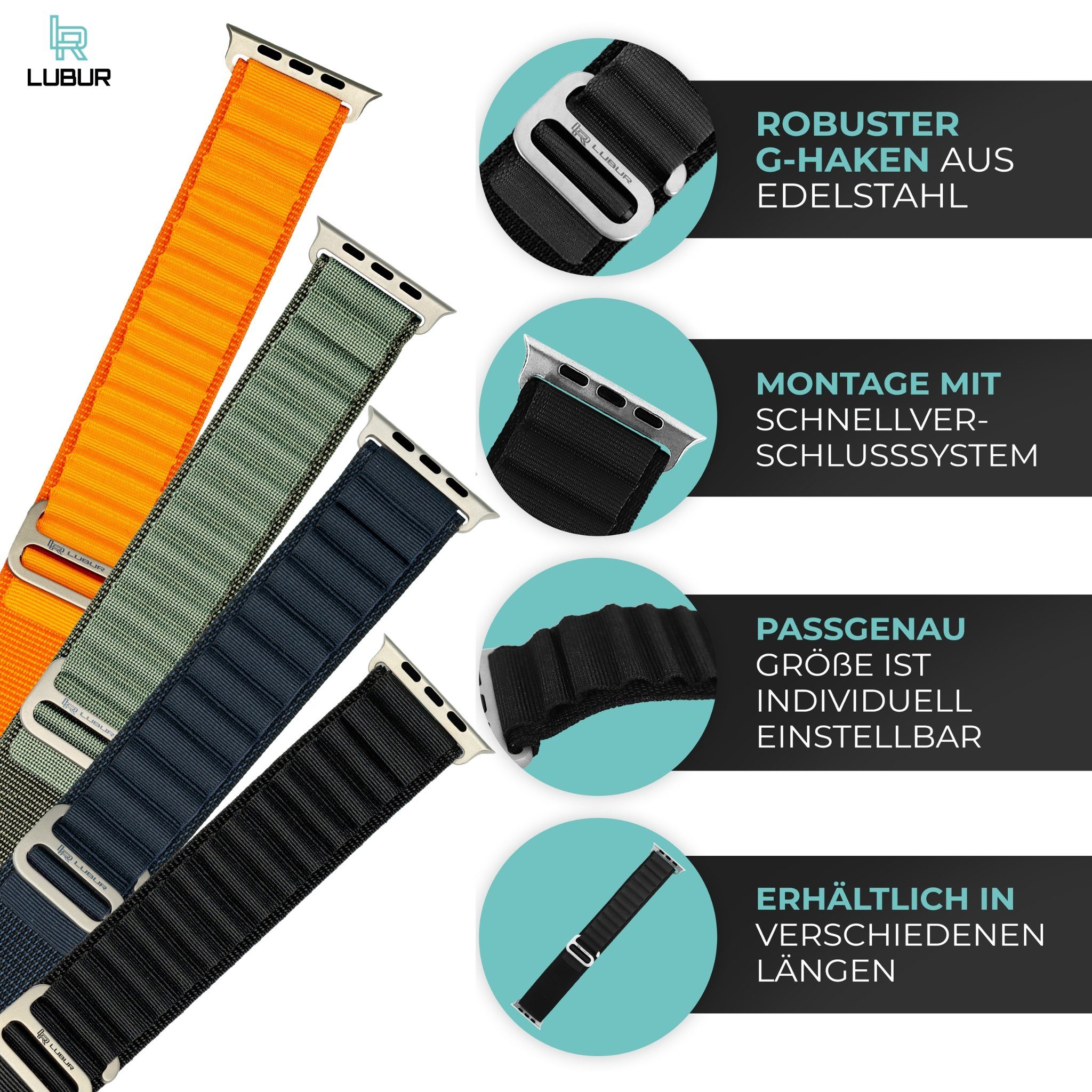 Armband Lubur atmungsaktiven & Armband, Alpine Orange G-Haken Nylon Loop Aus starkem