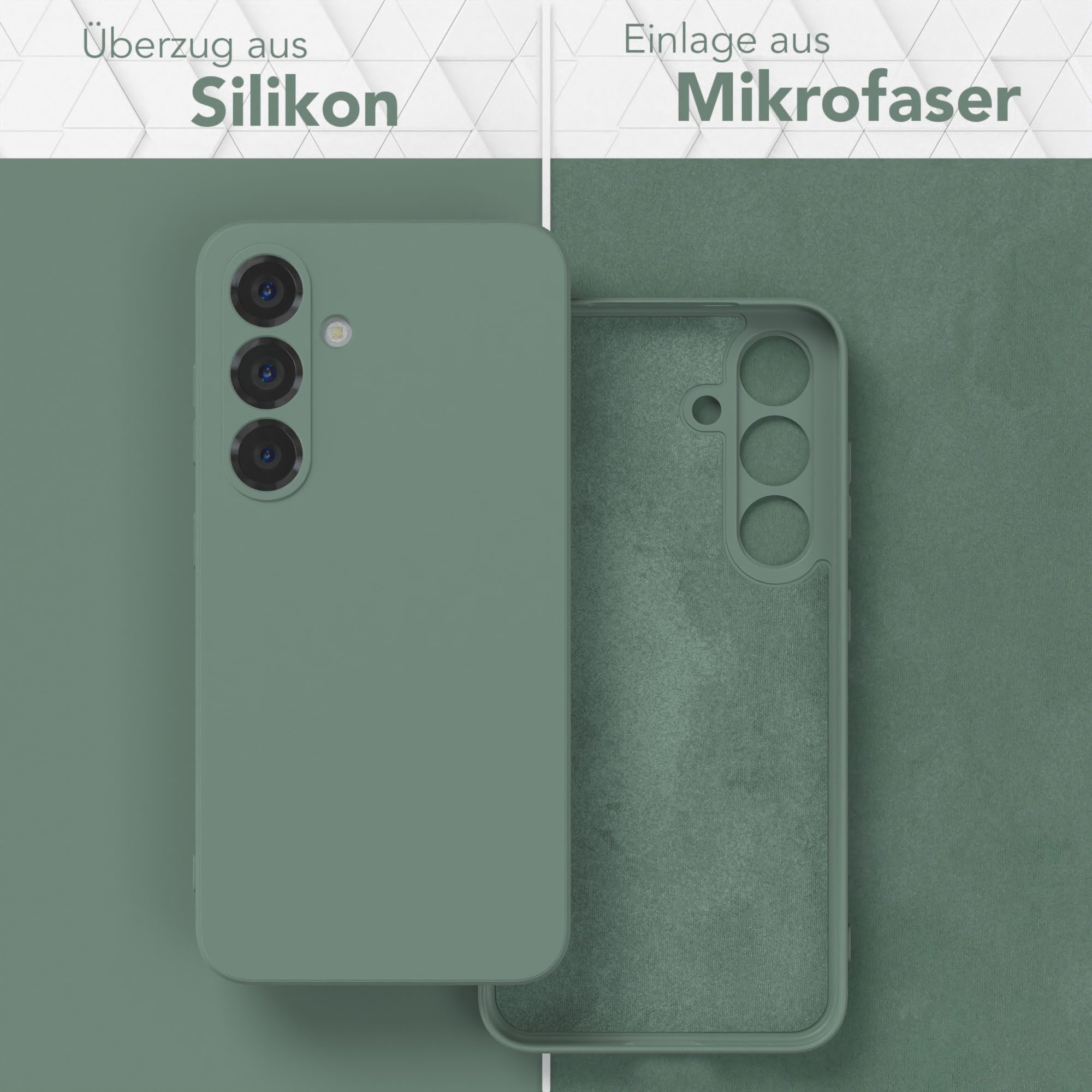 EAZY CASE Handyhülle für Samsung Galaxy S25 Hülle Silikon 6,2 Zoll, Schutzhülle mit Kameraschutz stoßfest telefonhülle Matt Dunkelgrün – Bild 3 von 5