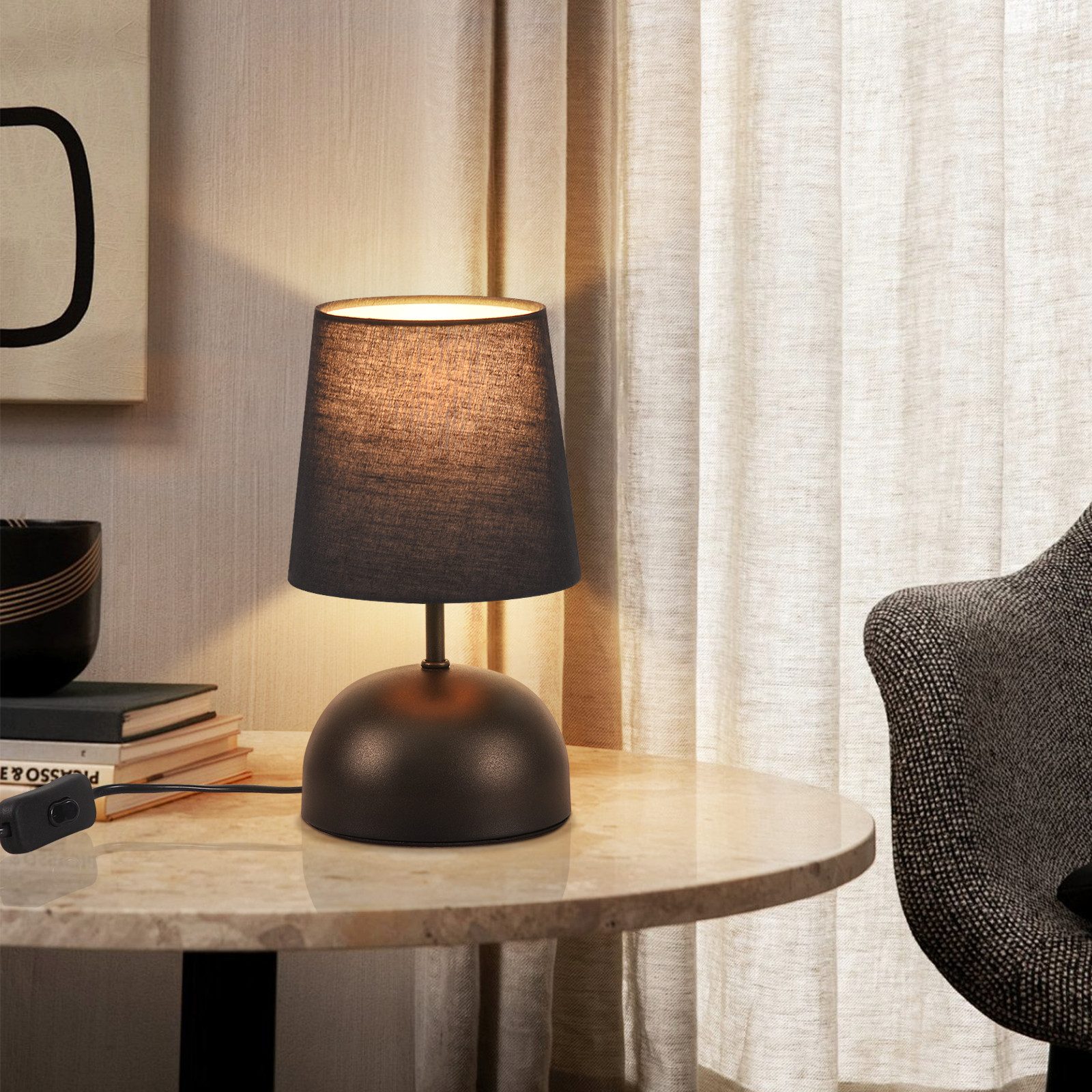 ZMH Tischleuchte Wohnzimmer 2ER Set Tischlampe mit Kabel Stoff Schreibtisch günstig online kaufen