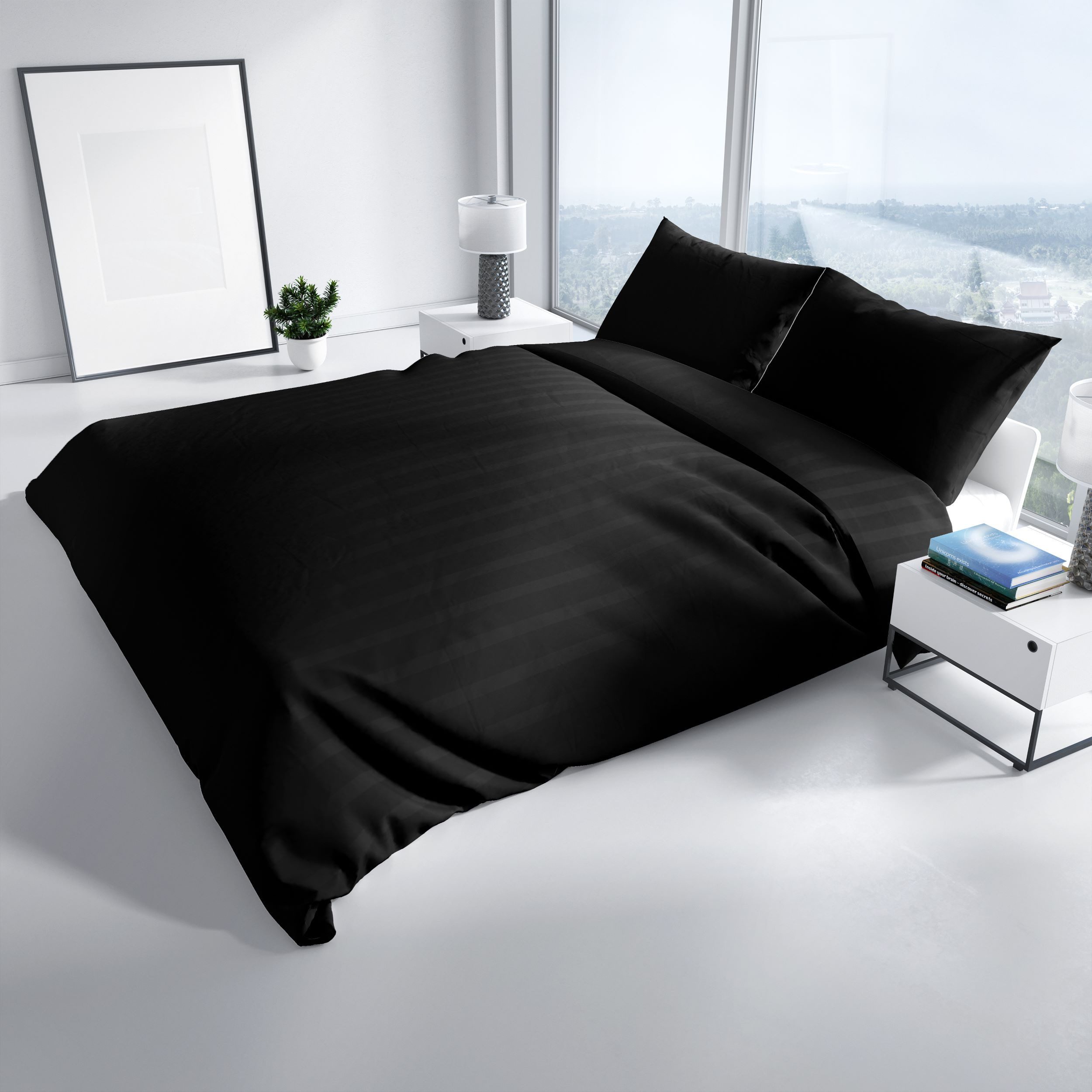 Leonado Vicenti Bettwäsche Luxuriöses Satin Set Damast, Satin, 4 teilig, elegantes Streifen Design, 100% Baumwolle, mit Reißverschluss