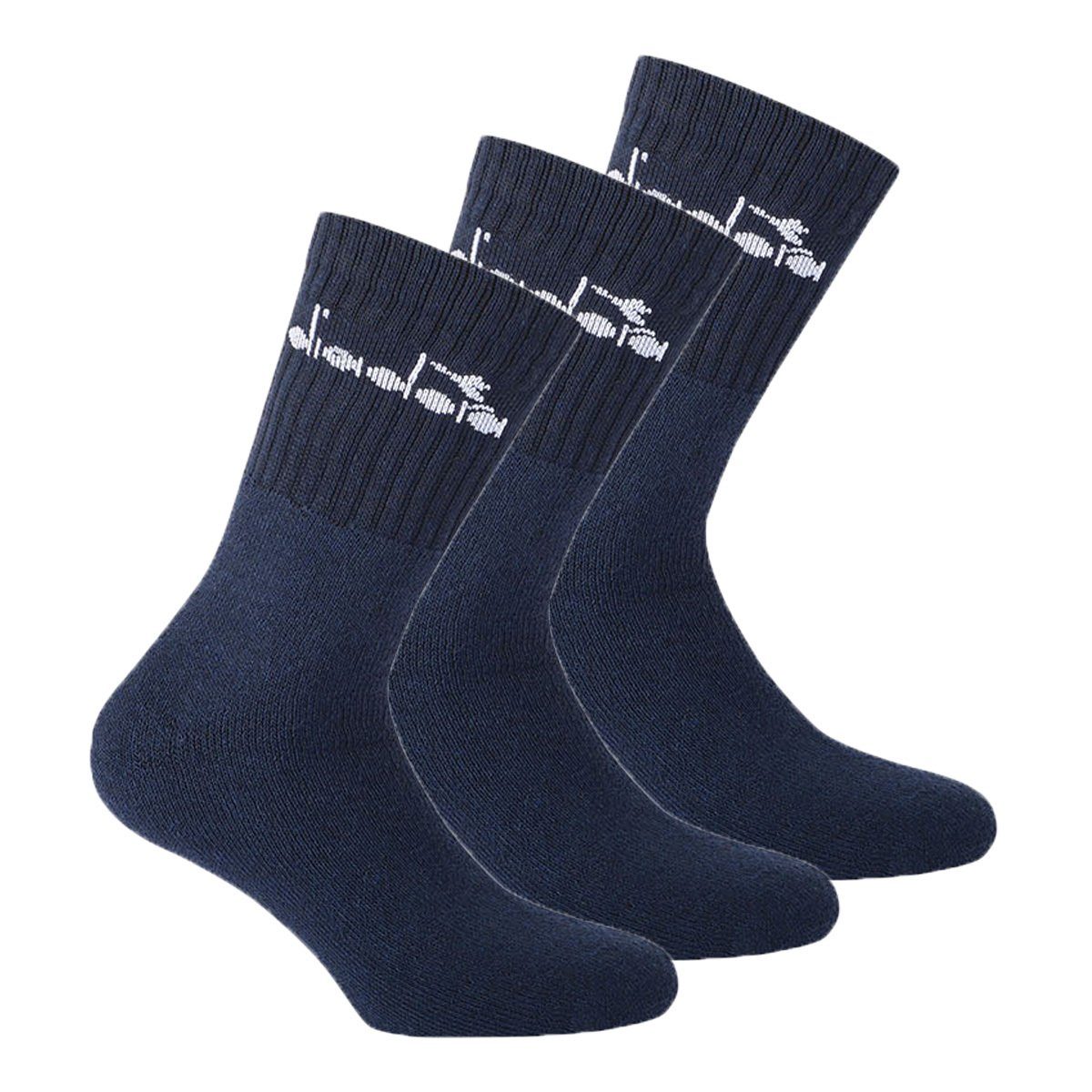 Diadora Sportsocken Unisex Tennissocken - 3er Pack, Logo Dunkelblau