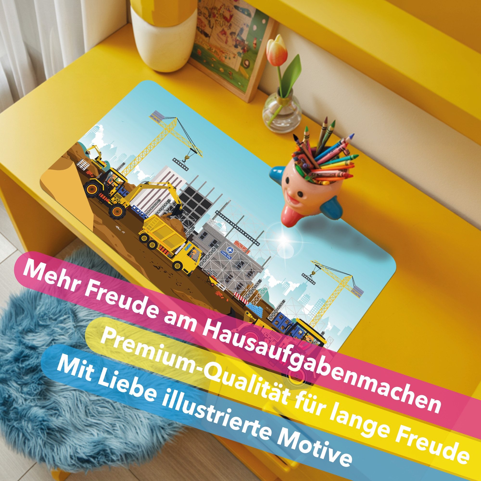 Lineo Schreibtischunterlage Malunterlage für Kinder abwischbar, (1 tlg., XXL Kinder-Tisch-Unterlage) – Bild 5 von 5