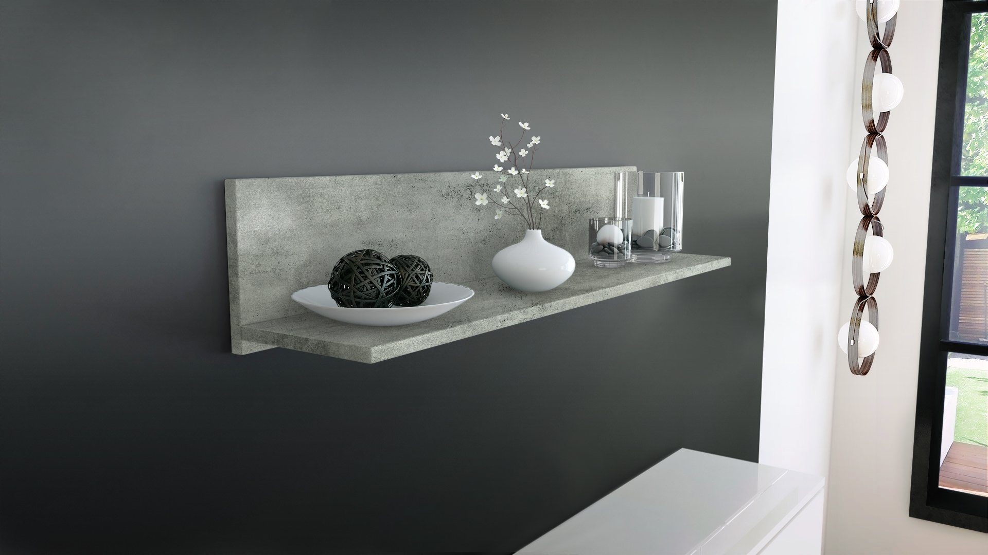 Vladon Wandregal Skadu, Schweberegal, Beton Dunkel Optik (97,5 x 18,5 x 18, günstig online kaufen