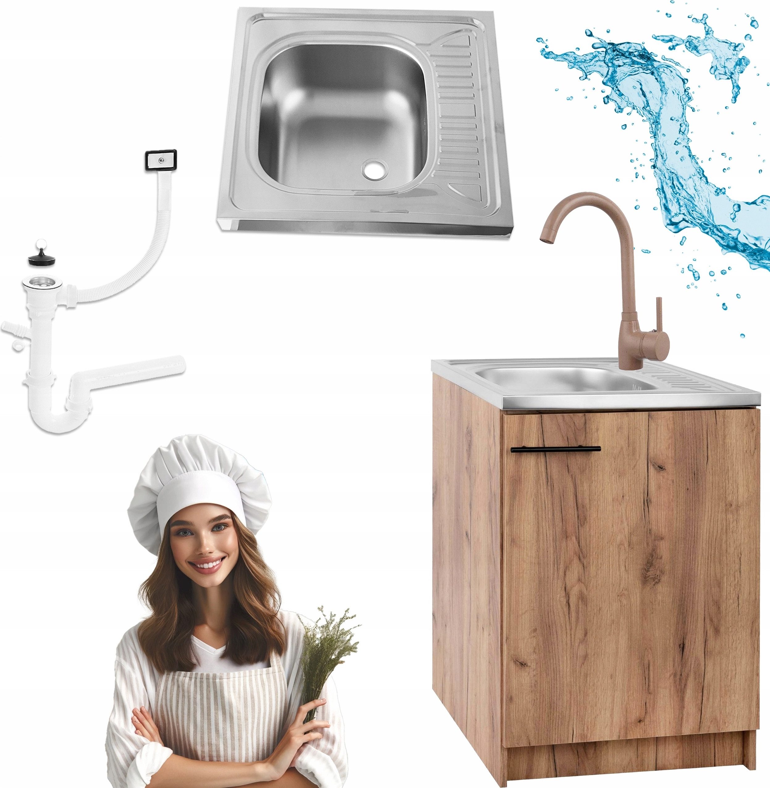 STAMAR Spülenschrank Küchenschrank 60cm Eiche Gold günstig online kaufen