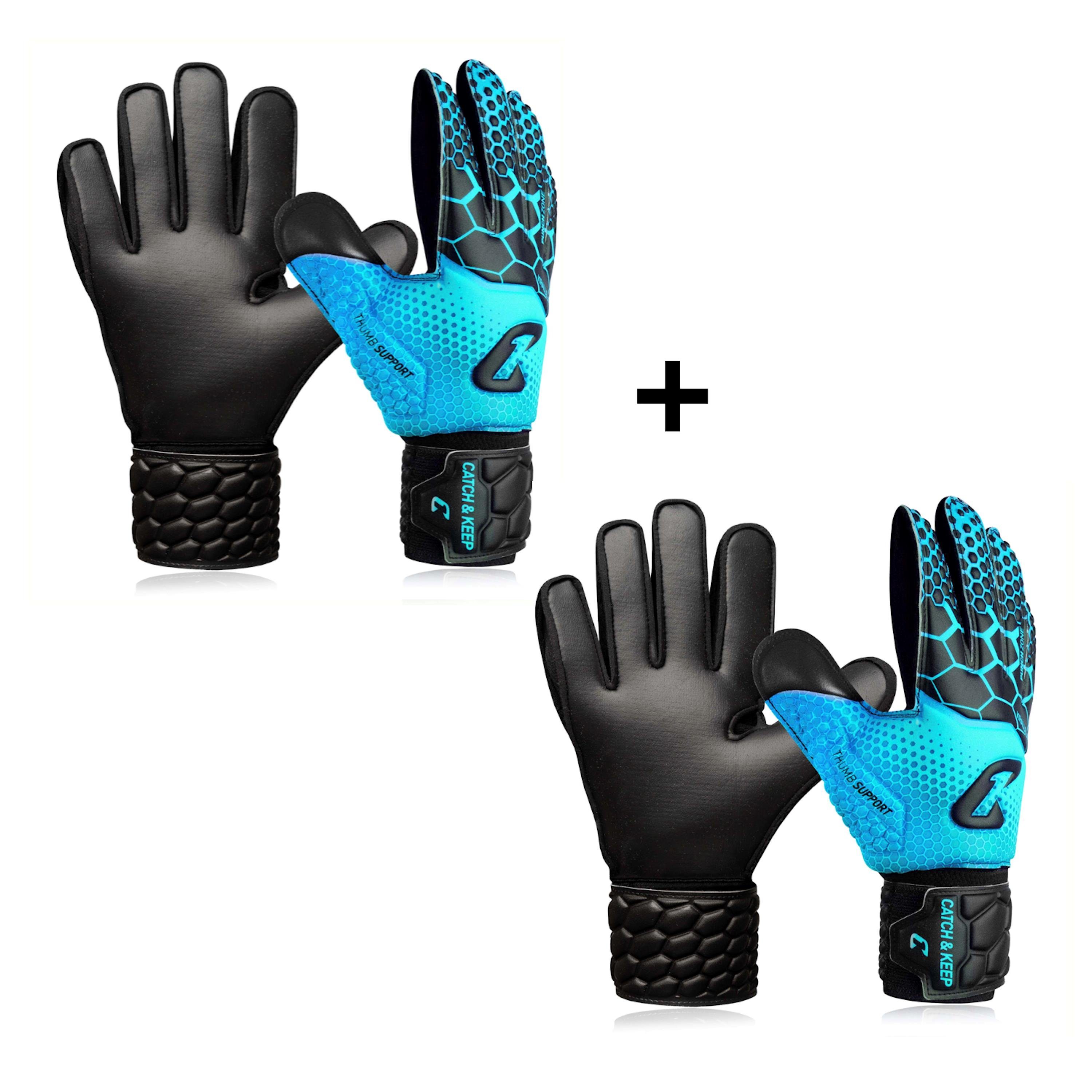 Catch & Keep Torwarthandschuhe Torwarthandschuhe Kinder, 2er Sparpaket Grip Handschuhe Junior