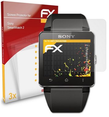 atFoliX Schutzfolie für Sony SmartWatch 2, (3 Folien), Entspiegelnd und stoßdämpfend