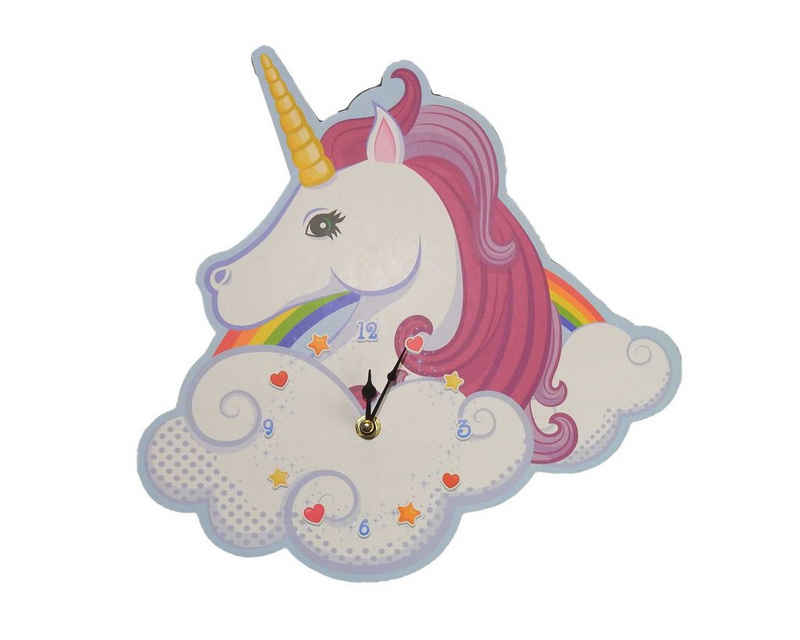 Geschenketorten-Gebhardt Wanduhr Kinder Bilderuhr Einhorn Uhr Unicorn Wanduhr