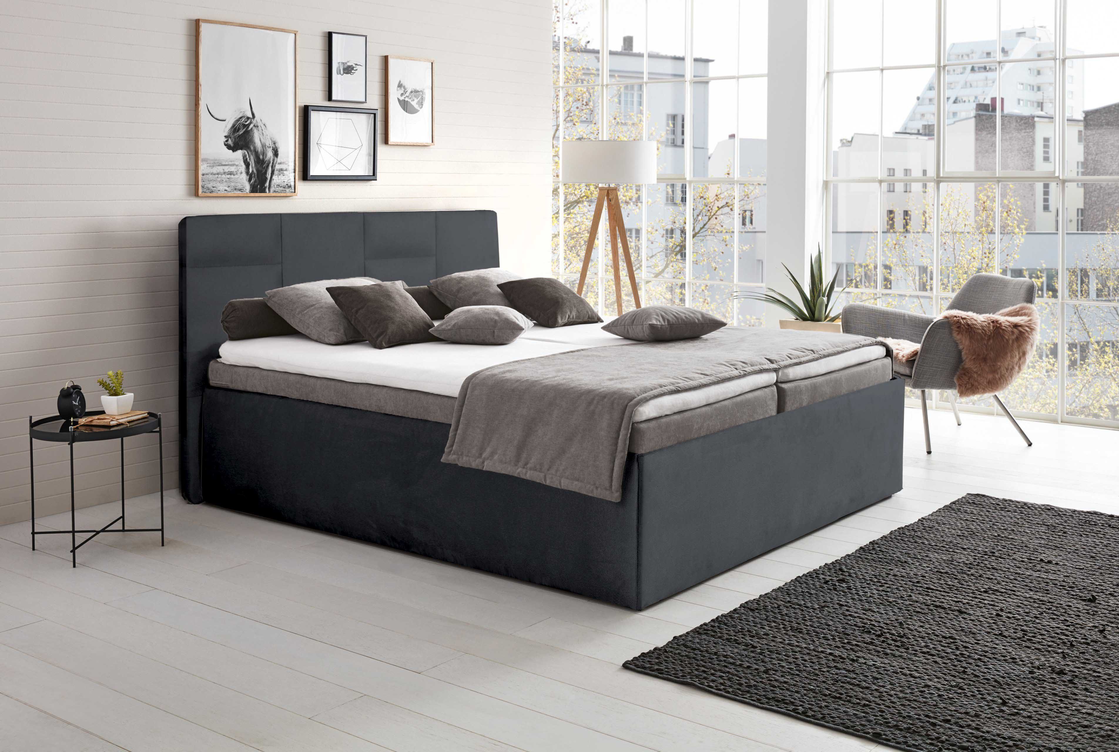 Halmon Schlafkomfort Betten Polsterbett Damas (Seitenhöhe 32cm, Ohne Matratze/Ohne Lattenrost), Komfortliegehöhe