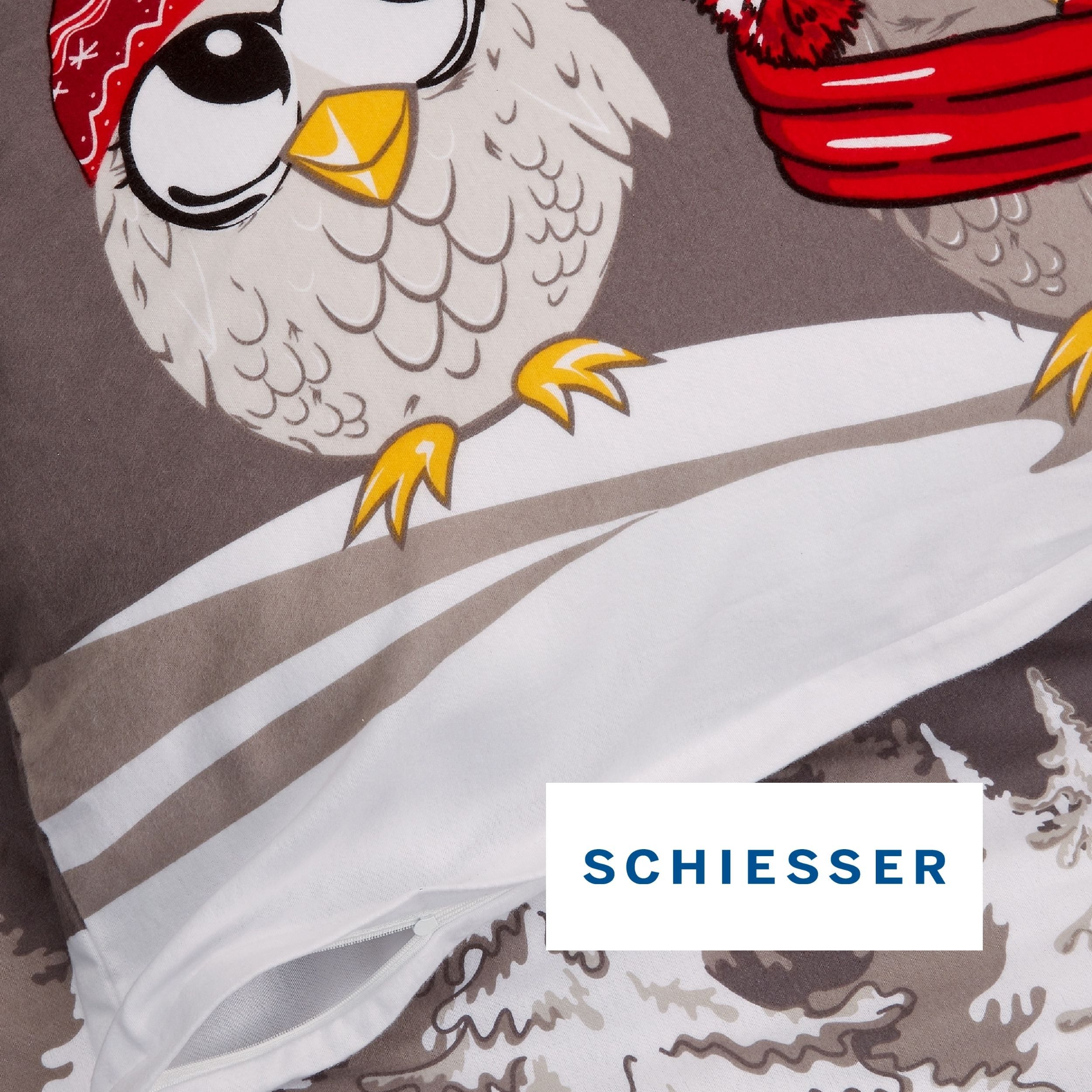 Schiesser Bettwäsche Olsona aus weicher Baumwolle mit coolem Winter-Print, Feinbiber, 2 teilig, OEKO-TEX® MADE IN GREEN-zertifiziert – Bild 4 von 5