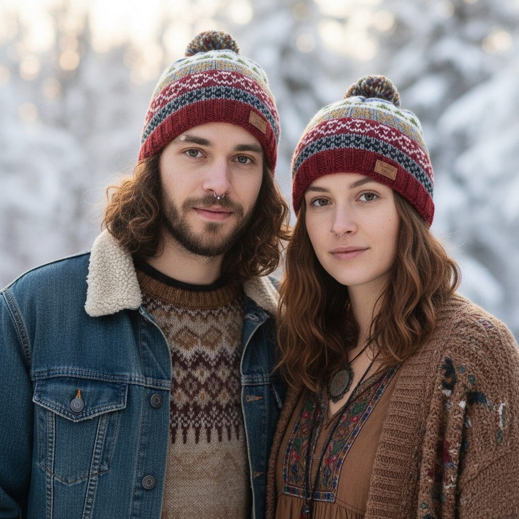 Guru-Shop Strickmütze Bommelmütze aus Nepal, Mütze aus Schurwolle,.. günstig online kaufen