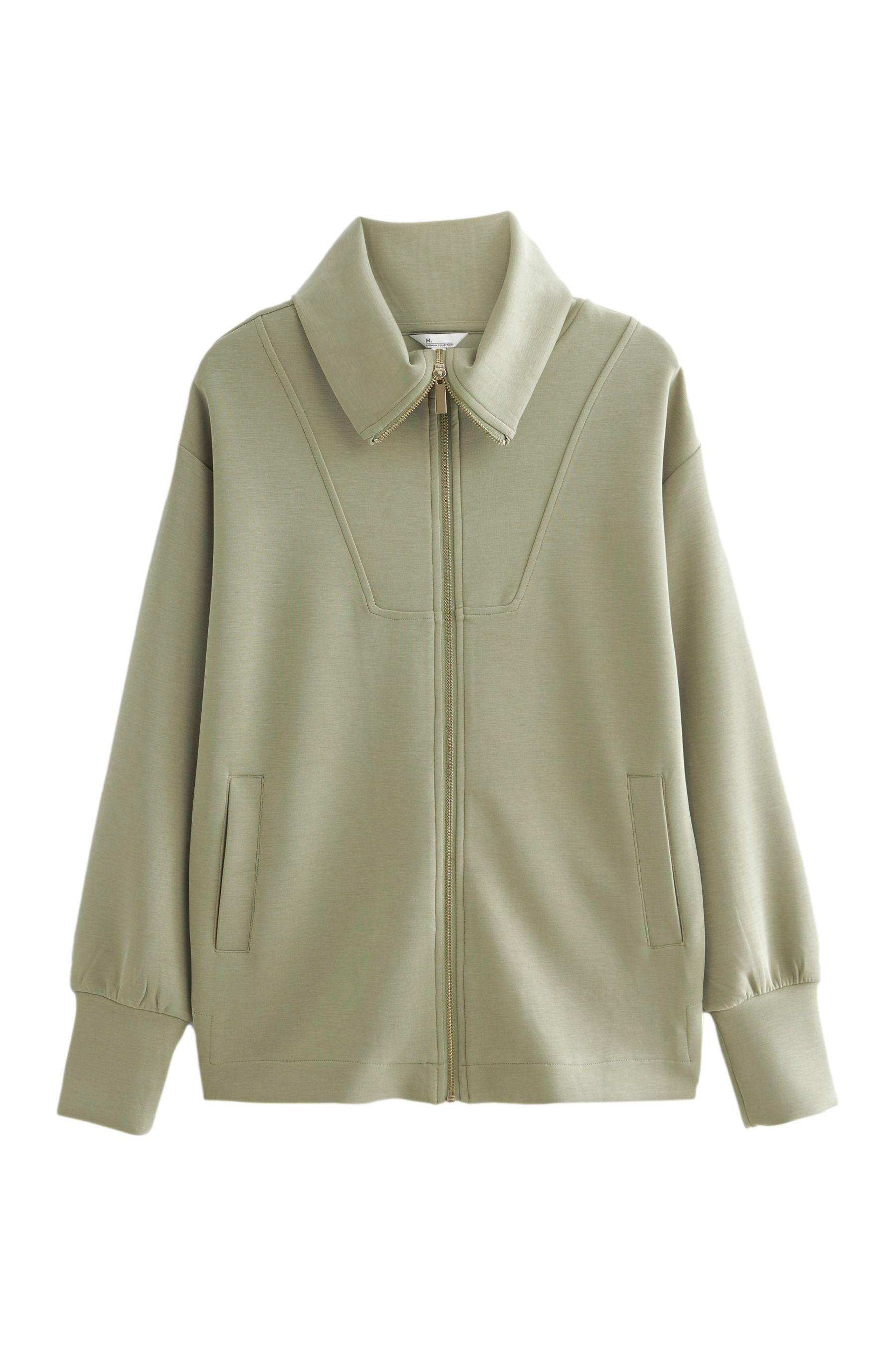 Premium-Jacke mit Next (1-tlg) Green Sweatjacke Reißverschluss Khaki