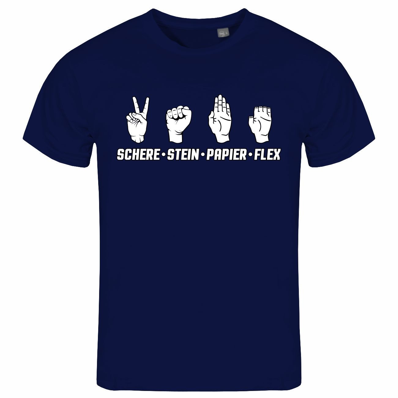 Print-Shirt Herren T-Shirt Schere Stein Papier FLEX