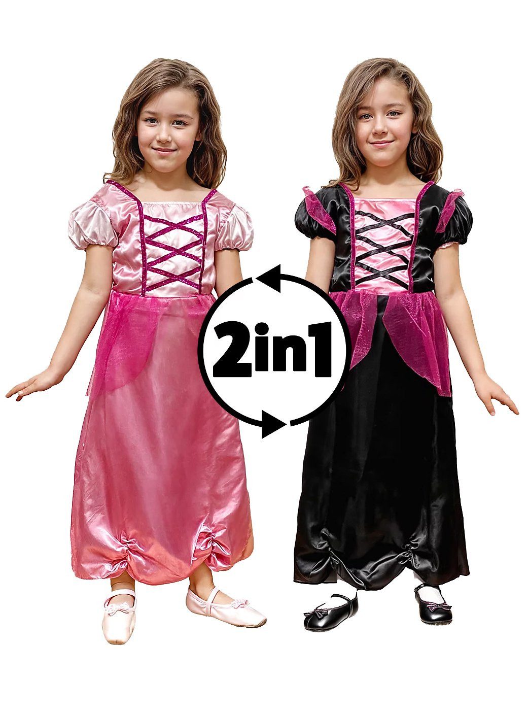 Hexen-Kostüm 2in1 Prinzessinkostüm & Hexenkostüm für Kinder