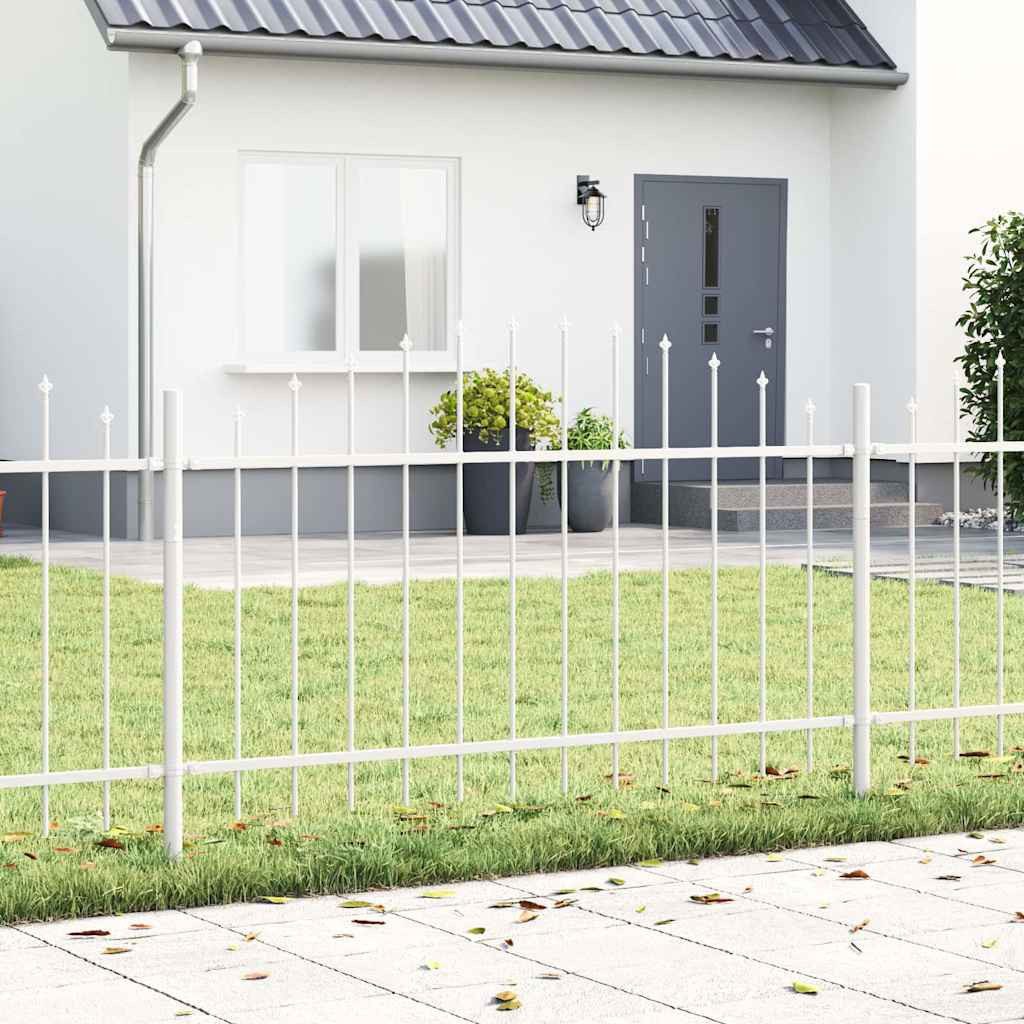 vidaXL Gartenzaun, Gartenzaun Weiß 170 x 140 cm Pulverbeschichteter Stahl