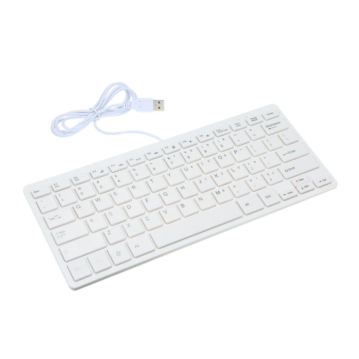 yozhiqu USB-Mini-Tastatur mit Kabel, kleine Tastatur Tastatur (78 Tasten, für PC, Desktop, Laptop, Weiß)