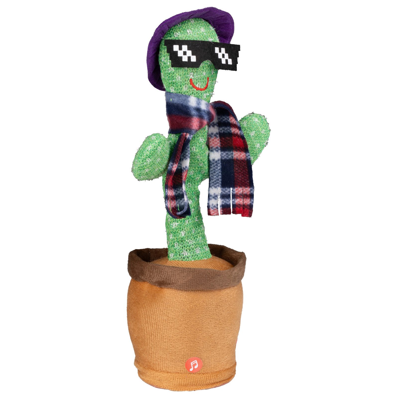 Haushalt International Im- und Export GmbH Dekofigur Sprechender Kaktus Spielfigur Spielzeug Lila Hut (Stück, 1 St., Packung), 33x11cm, Tanzend, Singend, Sprech – Bild 4 von 5
