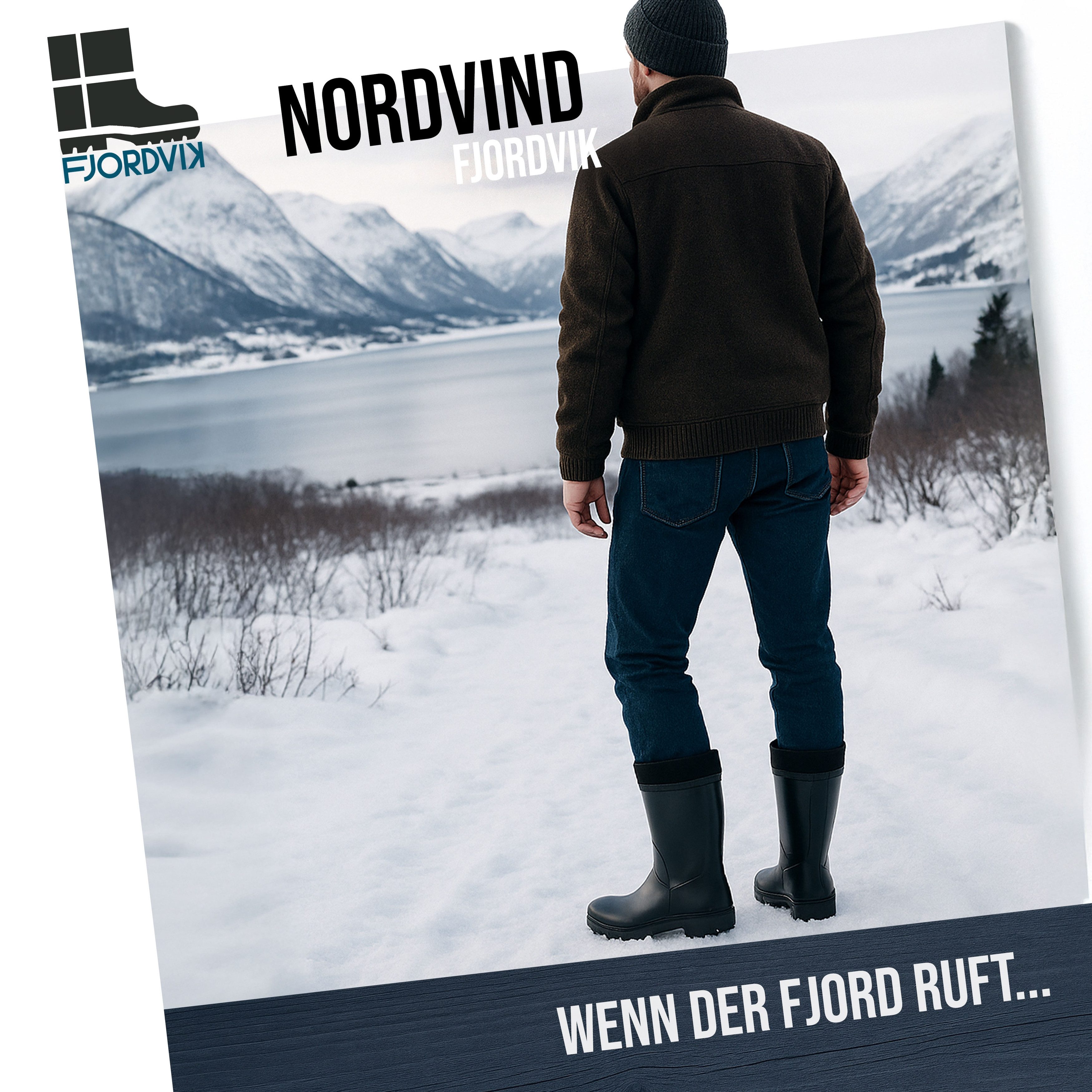 Fjordvik Herren PVC-Thermostiefel mit herausnehmbarem Winterfutter – Schwarz Gummistiefel (Isolierende Winterboots mit Fleecefutter für Hof und Spaziergang) Pflegeleichtes Material lässt sich schnell und sauber abspülen