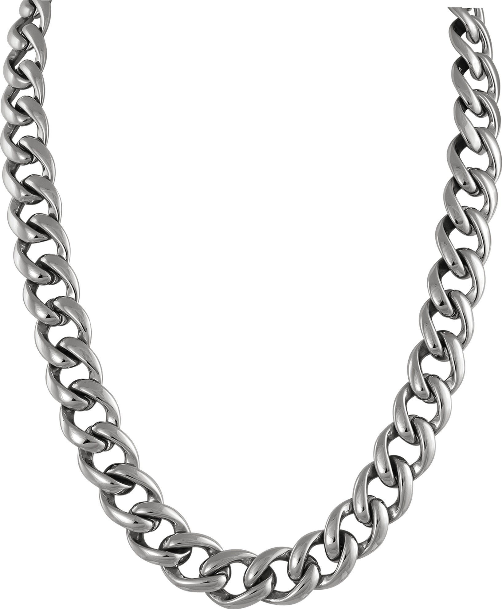 Amello Edelstahlkette Amello Panzer Halskette silber glänzend (Halskette), Damen Halsketten (Panzer) aus Edelstahl (Stainless Steel)