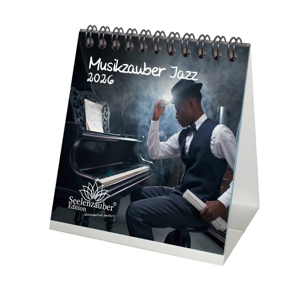 Seelenzauber Tischkalender Musikzauber Jazz Tischkalender 10cm x 10cm für 2026 Instrument Musik