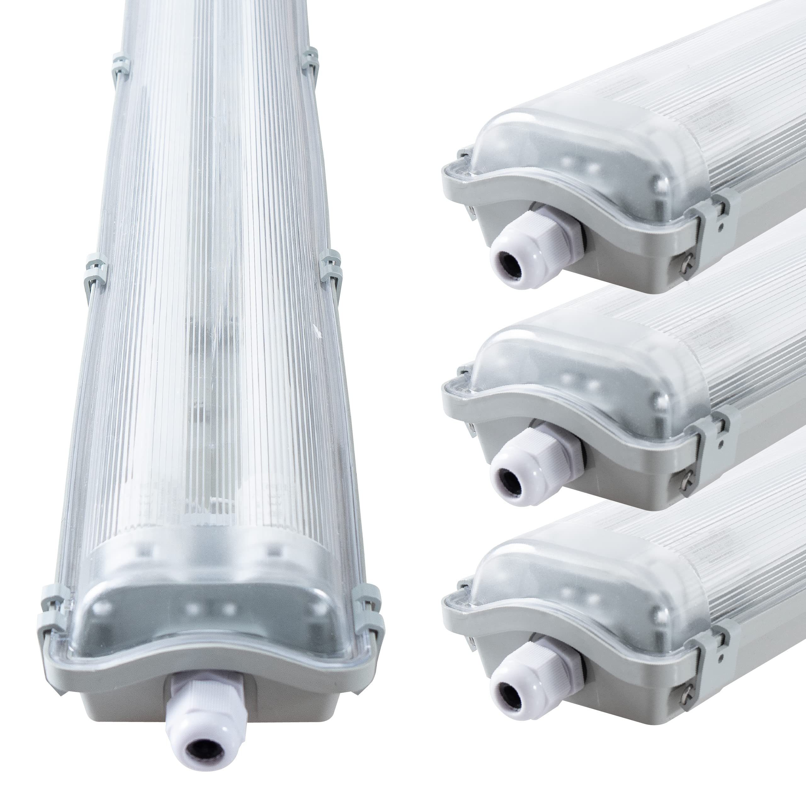 proventa LED Deckenleuchte Feuchtraumleuchte 120 cm, IP65, 4 Stück, 36 W, 4320 Lumen, Kunststoff