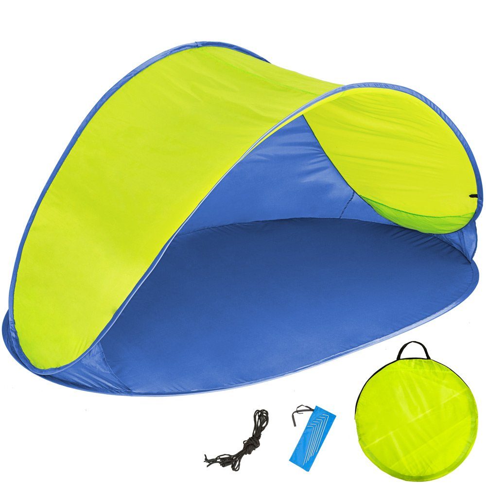 tectake Strandmuschel Pop-Up Strandmuschel, Personen: 2, selbstaufbauend mit Fiberglasgestänge