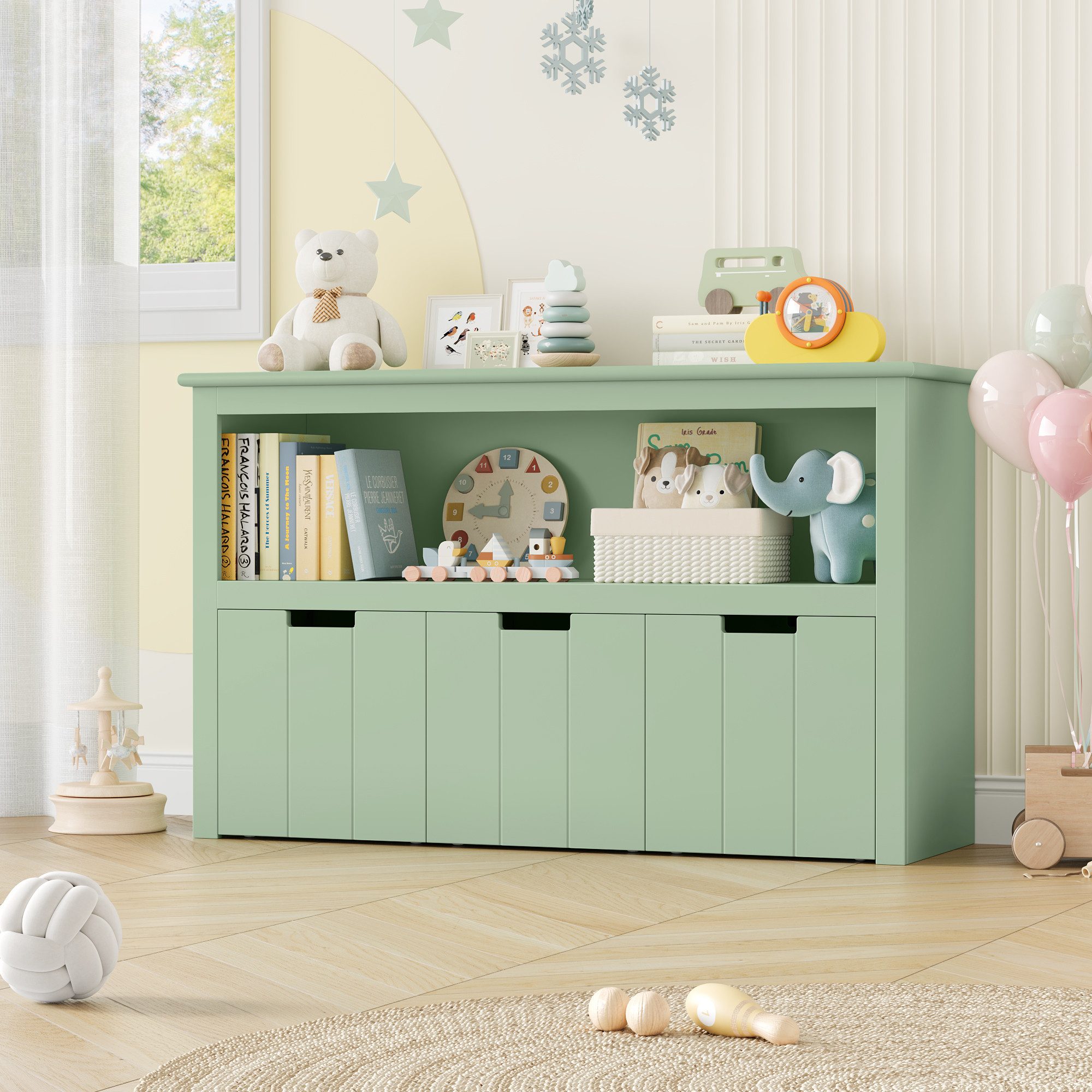 Homfa Kinderregal, Spielzeugtruhe Bücherregal 3 Schubladen mit Rollen 102 x günstig online kaufen