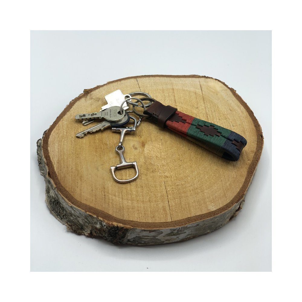 Design, Hochwertig bestickter Schlüsselanhänger, Classic Leder, echtes Argentinisches Polo Kipita echtes Schlüsselanhänger Leder