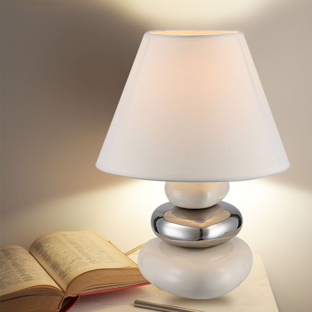 etc-shop Tischleuchte, Leuchtmittel nicht inklusive, Tischleuchte Keramik beige Wohnzimmerlampe Tischlampe Nachttischlampe