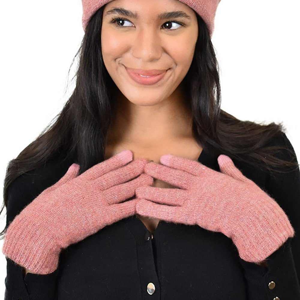ZanMax Trikot-Handschuhe Warme Damen für Touchscreen-Handschuhe Winter den (Einheitsgröße) Rosa für